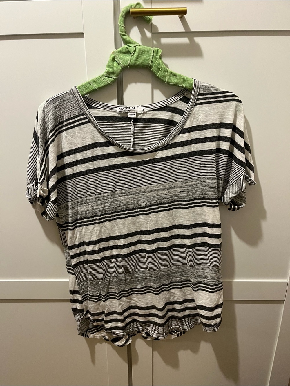 Stateside Black & White Striped Scoop Neck Short Sleeve Tee